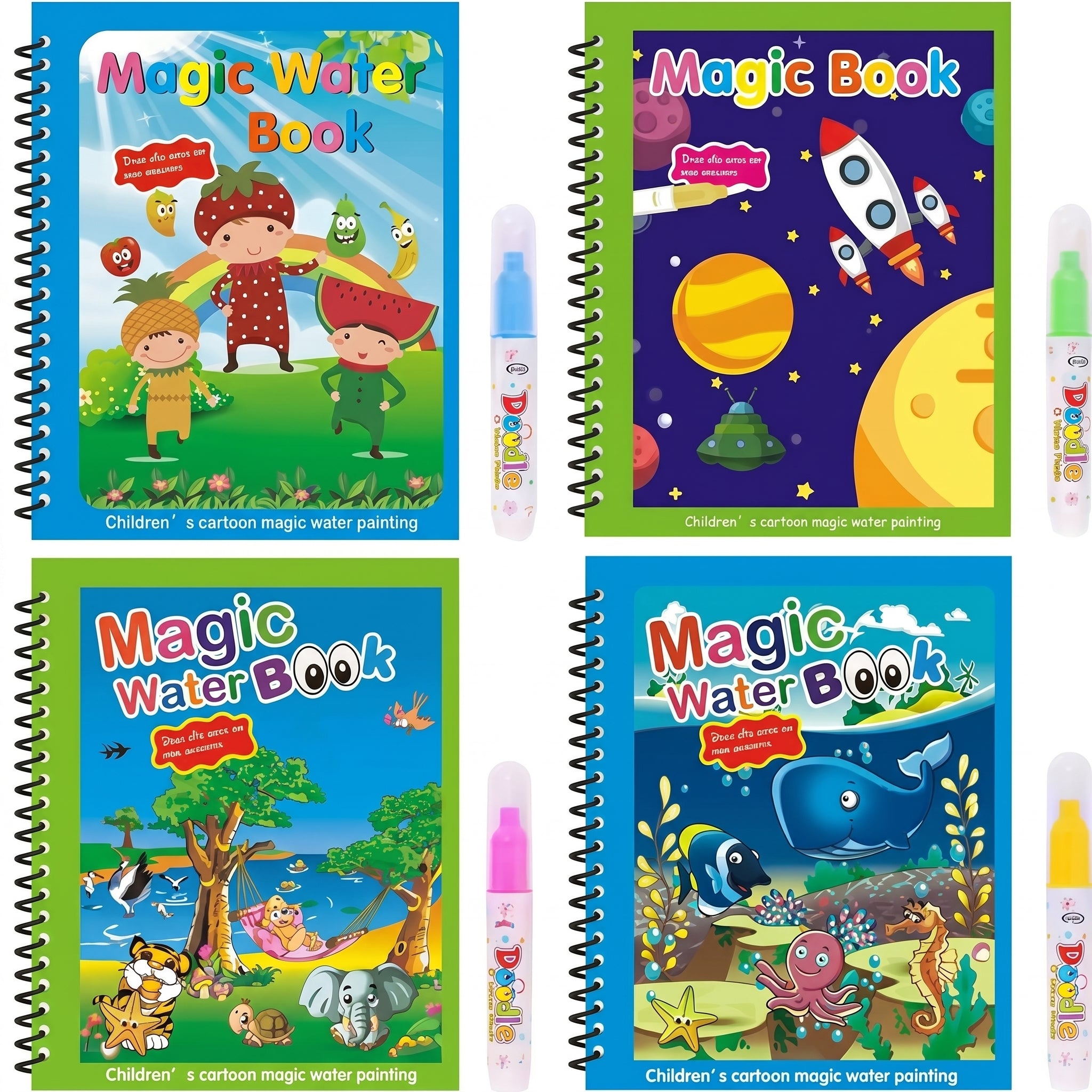 Reusable Magic Water Coloring Book (Pack of set 4)
