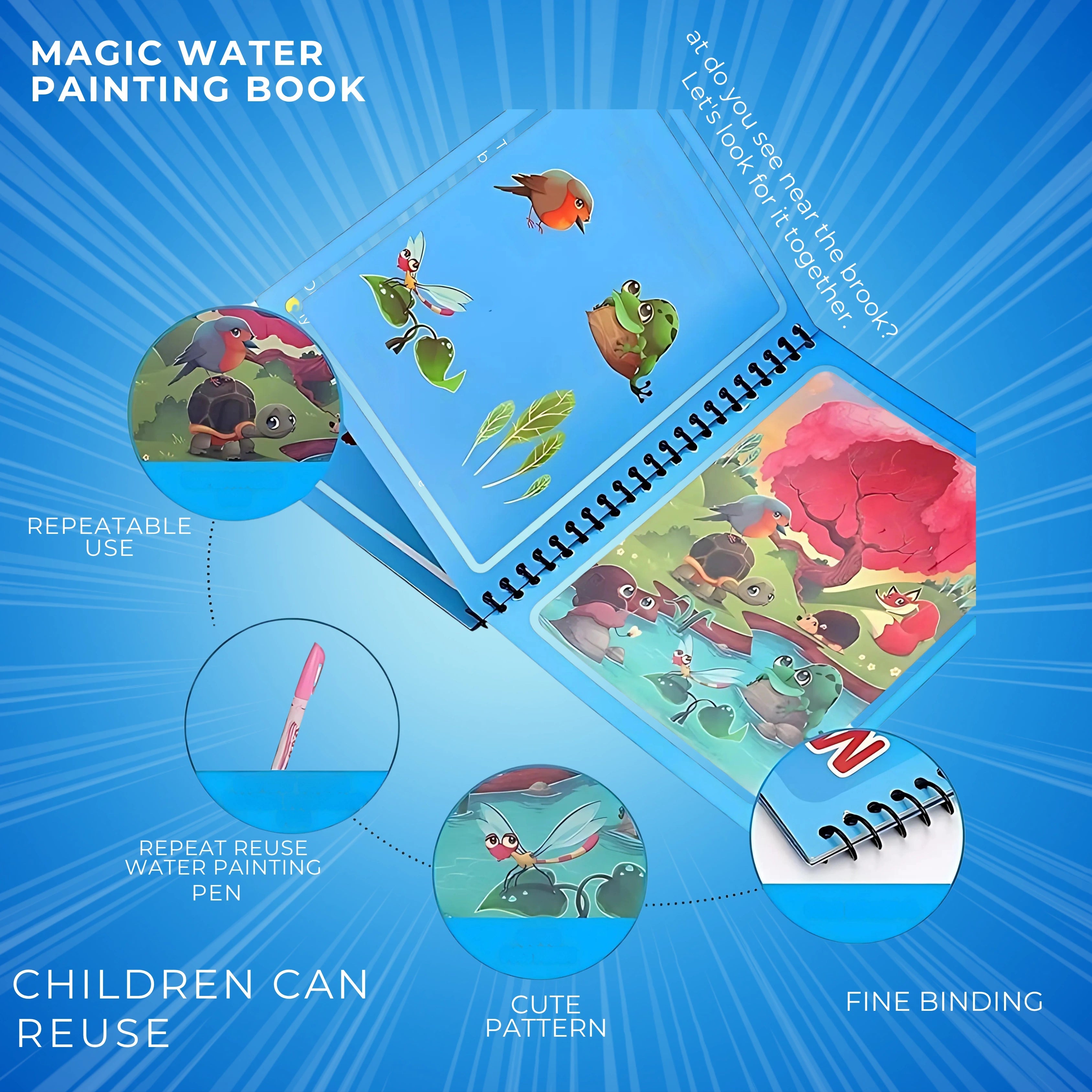 Reusable Magic Water Coloring Book (Pack of set 4)