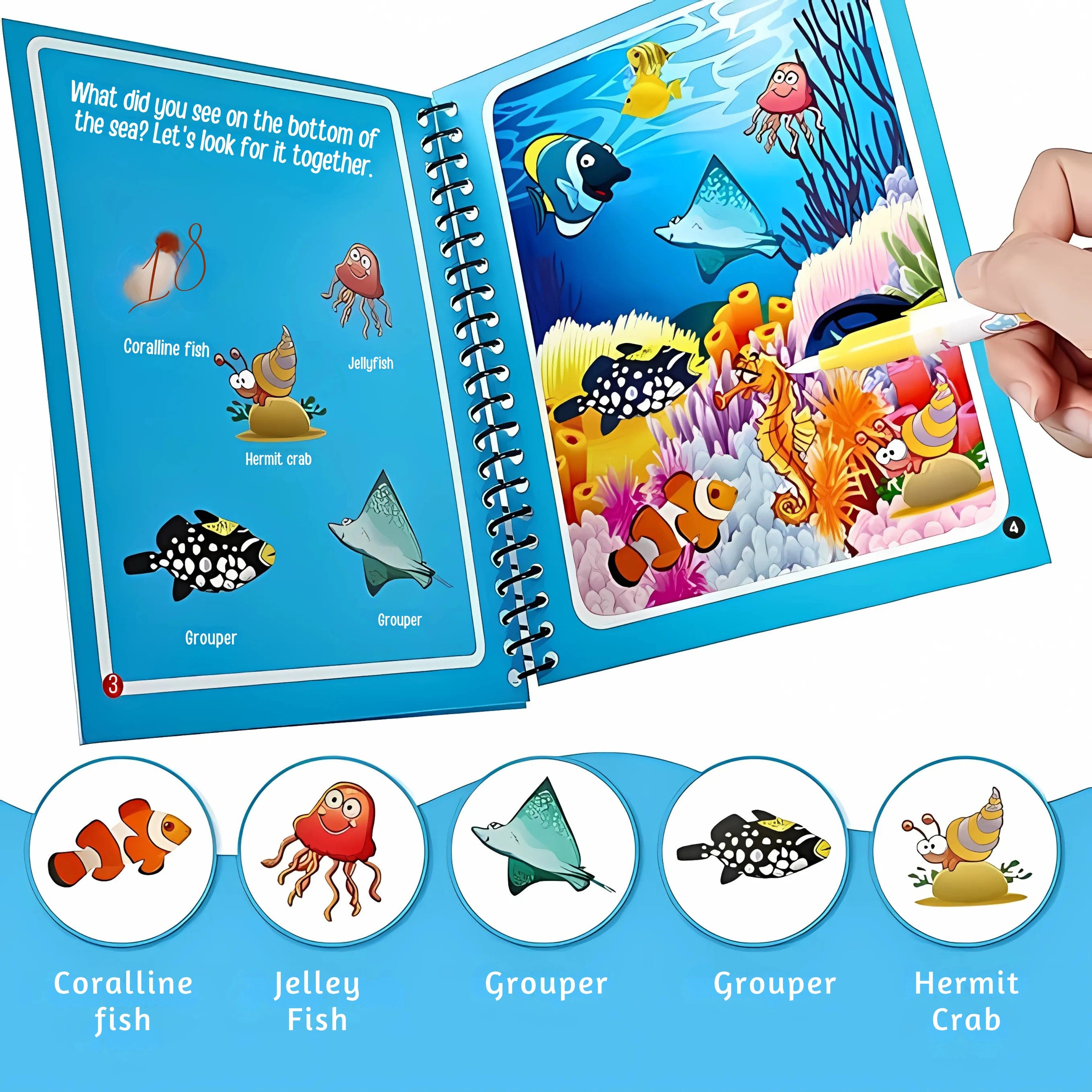 Reusable Magic Water Coloring Book (Pack of set 4)